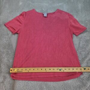 Garfield Marks Womens Silk Top Pink Medium Short Sleeve Blouse Shirt Lightweight